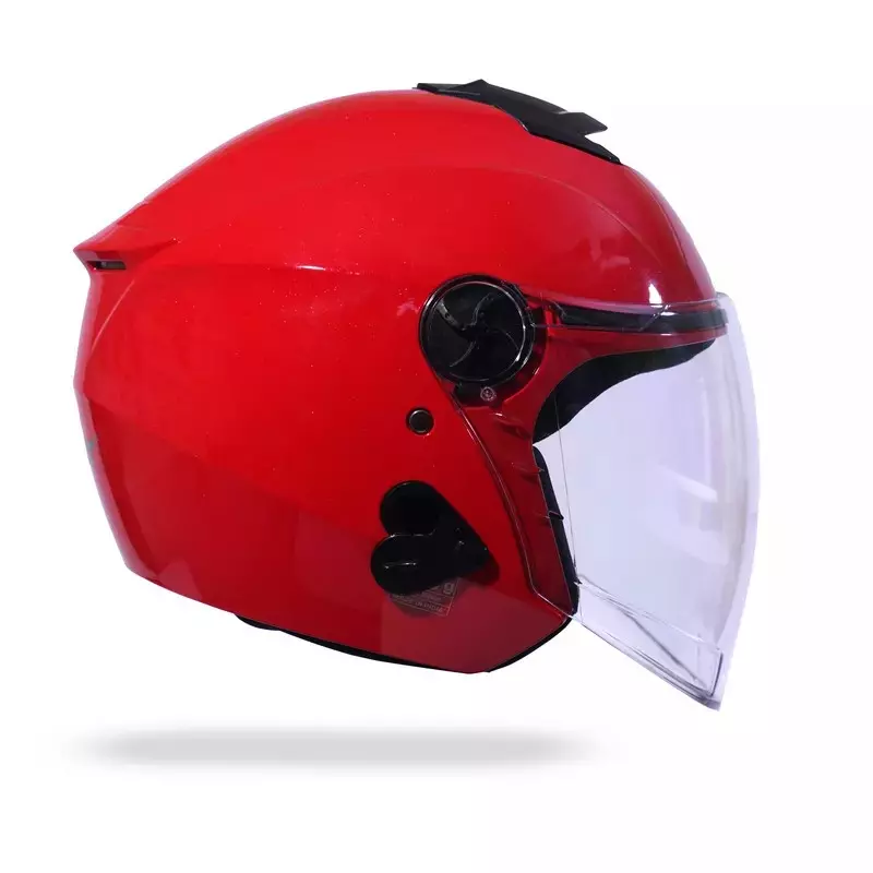 HIKER by VARROC Flash Pro Half Face Helmet for Men & Women 580 mm S Size Gloss Sports Red ISI Certified, Lightweight, Polycarbonate Visor for Clear Visibility (Pack of 10)