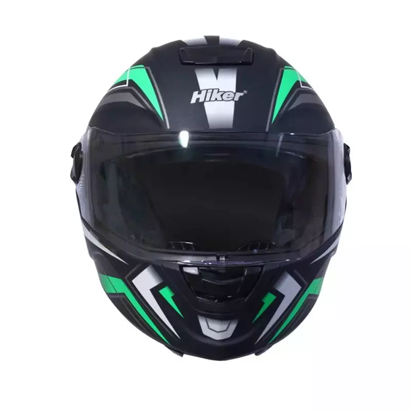 HIKER by VARROC Comet Pro Max HD5 Full Face Helmet for Men & Women 580 mm S Size Matt Black and Green ISI Certified, Lightweight, Polycarbonate Visor for Clear Visibility (Pack of 10)