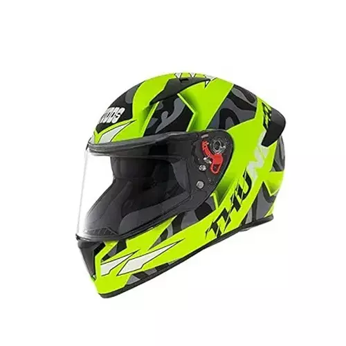 Studds N9 Matt Neon Yellow Medium (570 mm) Full Face Helmet, Thunder D7 Decor