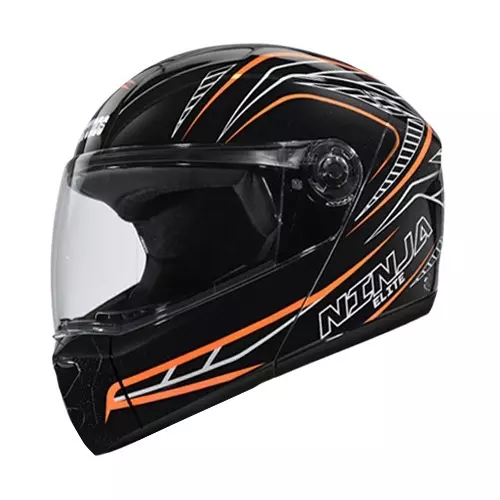Studds NINJA ELITE SUPER D5 DECOR Black (570 mm) Medium Full Face Flip-Up Helmet, D5 BLACK N10
