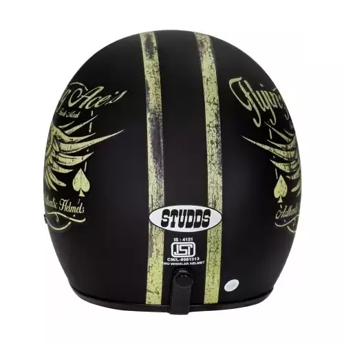 Studds JETSTAR CLASSIC D5 DECOR BLACK (600 mm) X Large Open Face Helmet, D5 FLYING ACE’S