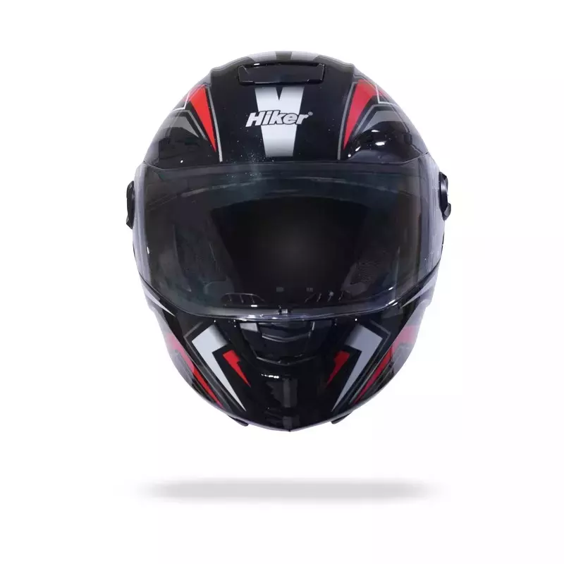 HIKER by VARROC Comet Pro Max HD1 Full Face Helmet for Men & Women 600 mm L Size Gloss Black and Red ISI Certified Flip-Up, Lightweight, Polycarbonate Visor for Clear Visibility (Pack of 10)