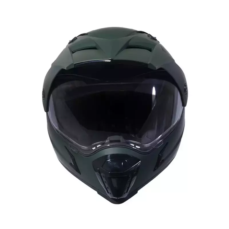 HIKER by VARROC Meteor Full Face Helmet for Men & Women 600 mm L Size Olive Green ISI Certified Flip-Up, Lightweight, Polycarbonate Visor for Clear Visibility (Pack of 10)