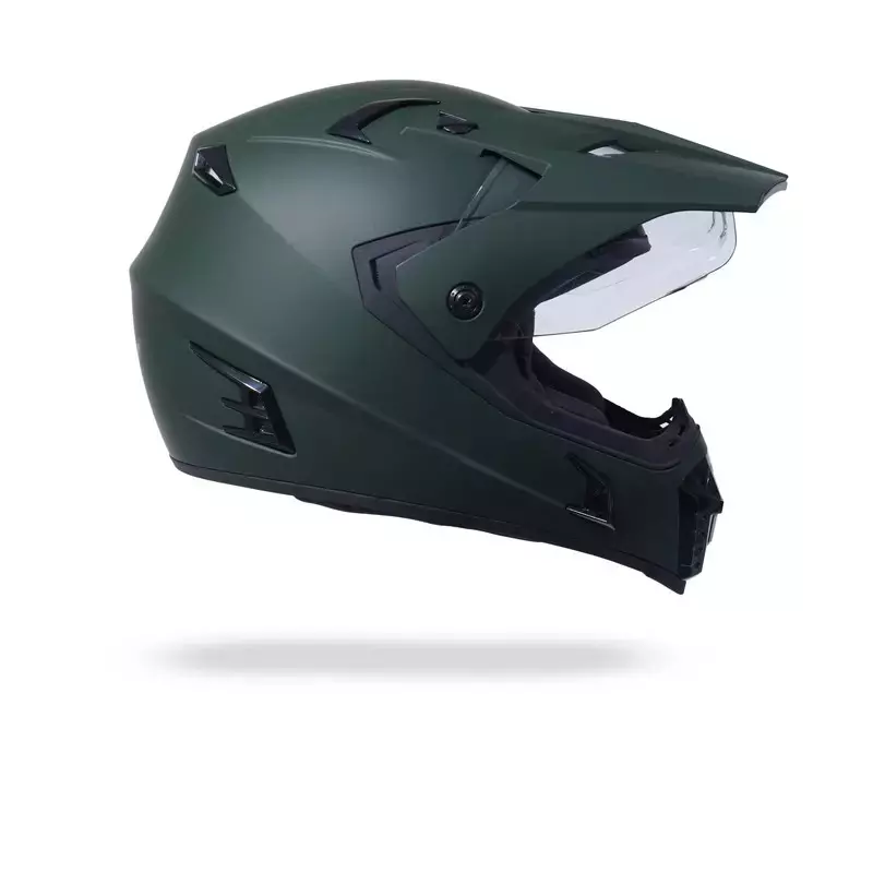 HIKER by VARROC Meteor Full Face Helmet for Men & Women 600 mm L Size Olive Green ISI Certified Flip-Up, Lightweight, Polycarbonate Visor for Clear Visibility (Pack of 10)
