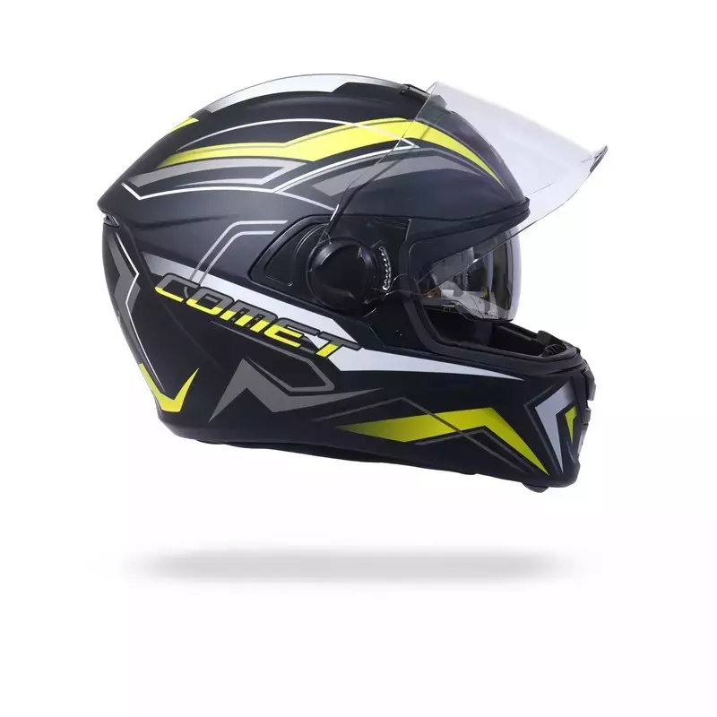 HIKER by VARROC Comet Pro Max HD2 Full Face Helmet for Men & Women 600 mm L Size Matt Black and Yellow ISI Certified Flip-Up, Lightweight, Polycarbonate Visor for Clear Visibility (Pack of 10)