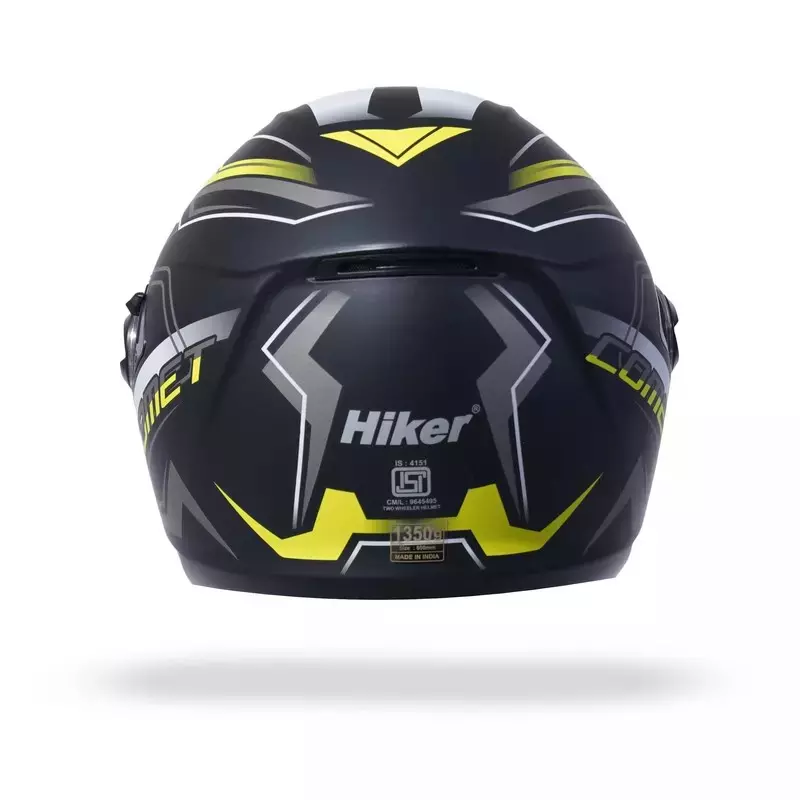 HIKER by VARROC Comet Pro Max HD2 Full Face Helmet for Men & Women 600 mm L Size Matt Black and Yellow ISI Certified Flip-Up, Lightweight, Polycarbonate Visor for Clear Visibility (Pack of 10)
