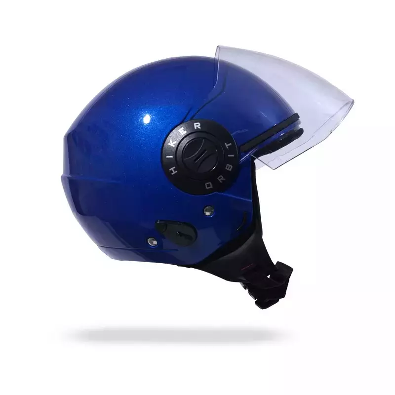 HIKER by VARROC Orbit Pro Half Face Helmet for Men & Women 580 mm S Size Gloss Blue ISI Certified, Lightweight, Polycarbonate Visor for Clear Visibility (Pack of 10)