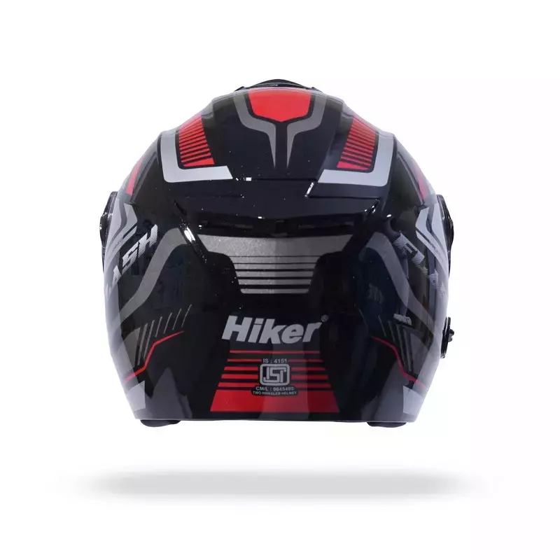 HIKER by VARROC Flash Pro Max HD1 Half Face Helmet for Men & Women 580 mm S Size Gloss Black ISI Certified, Lightweight, Polycarbonate Glass for Clear Visibility (Pack of 10)