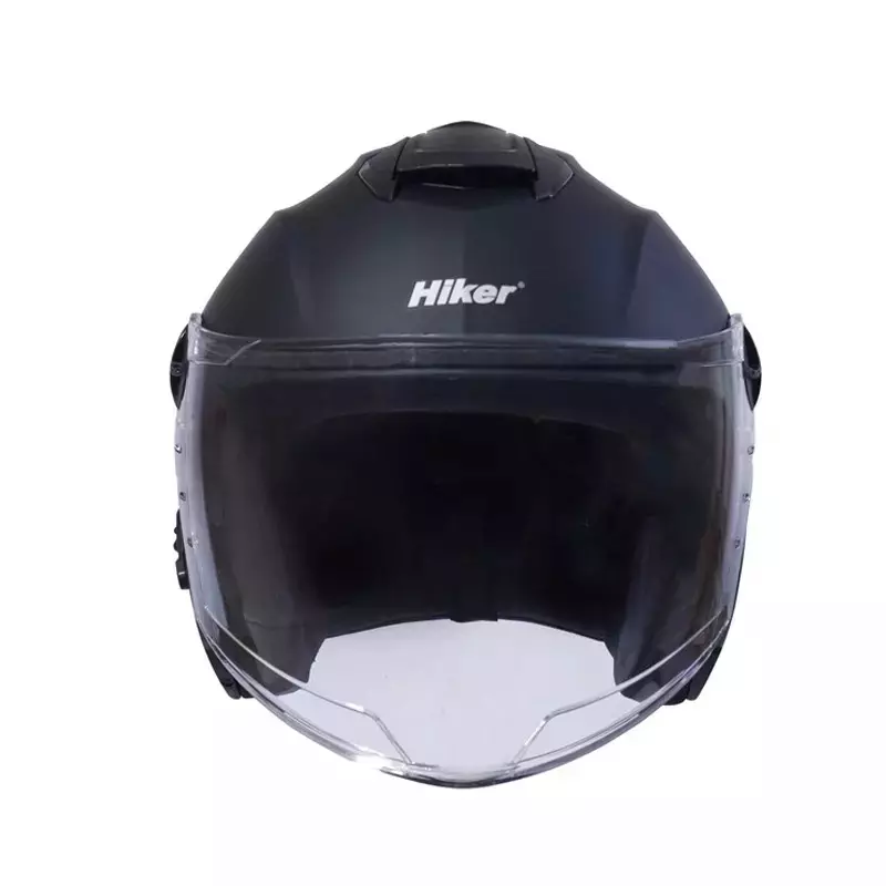 HIKER by VARROC Flash Pro Half Face Helmet for Men & Women 580 mm S Size Matt Black ISI Certified, Lightweight, Polycarbonate Visor for Clear Visibility (Pack of 10)