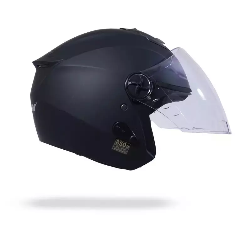 HIKER by VARROC Flash Pro Half Face Helmet for Men & Women 580 mm S Size Matt Black ISI Certified, Lightweight, Polycarbonate Visor for Clear Visibility (Pack of 10)