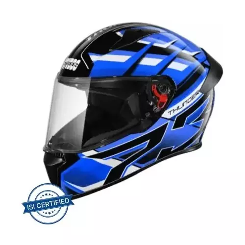 Studds N1 Matt Black & Blue Medium (570 mm) Full Face Helmet, Thunder D6 Decor