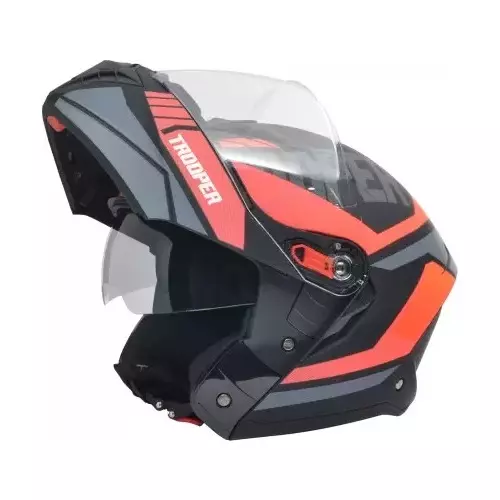 Studds TROOPER D1 DECOR MATT BLACK (600 mm) X Large Full Face Flip-Up Helmet, D1 MATT BLACK N8
