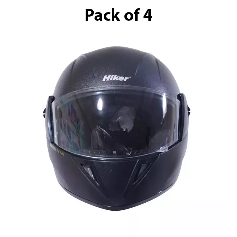 HIKER by VARROC Wave Natural Full Face Helmet for Men 580 mm S Size Black ISI Certified Flip-Up, Lightweight, Polycarbonate Visor for Clear Visibility (Pack of 4)