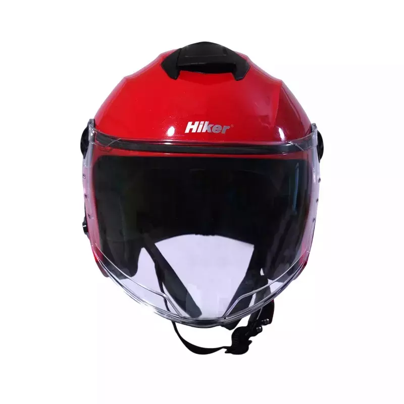 HIKER by VARROC Flash Pro Half Face Helmet for Men & Women 580 mm S Size Gloss Sports Red ISI Certified, Lightweight, Polycarbonate Visor for Clear Visibility (Pack of 4)
