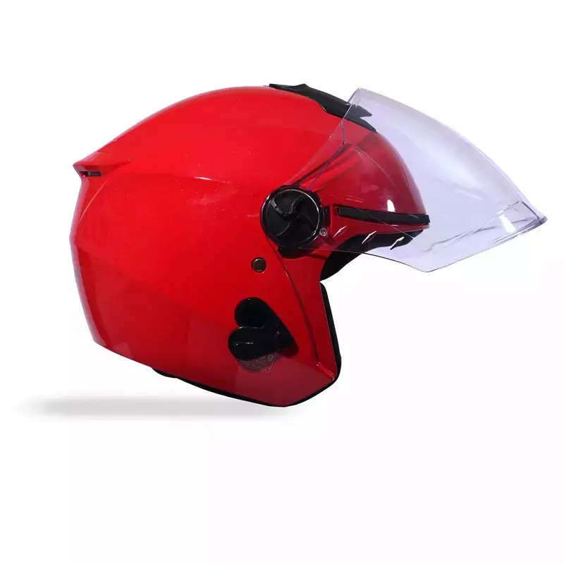 HIKER by VARROC Flash Pro Half Face Helmet for Men & Women 580 mm S Size Gloss Sports Red ISI Certified, Lightweight, Polycarbonate Visor for Clear Visibility (Pack of 4)