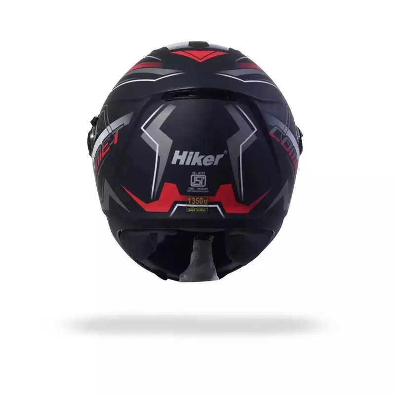 Hiker By Varroc COMET PRO MAX Helmet Black & Red Large 600 mm Full Face, HD1 (Pack of 4)