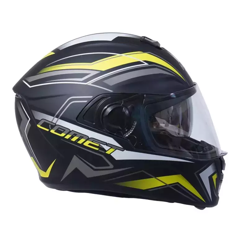 HIKER by VARROC Comet Pro Max HD2 Full Face Helmet for Men & Women 600 mm L Size Matt Black and Yellow ISI Certified Flip-Up, Lightweight, Polycarbonate Visor for Clear Visibility (Pack of 4)
