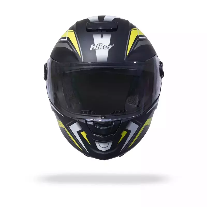 HIKER by VARROC Comet Pro Max HD2 Full Face Helmet for Men & Women 600 mm L Size Matt Black and Yellow ISI Certified Flip-Up, Lightweight, Polycarbonate Visor for Clear Visibility (Pack of 4)