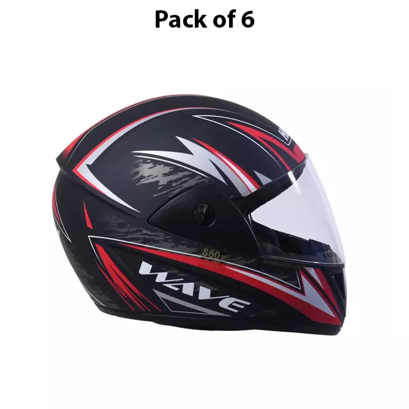 HIKER by VARROC Wave Pro Max HD1 Full Face Helmet for Men & Women 580 mm S Size Matt Black and Red ISI Certified Flip-Up, Lightweight, Polycarbonate Visor for Clear Visibility (Pack of 10)