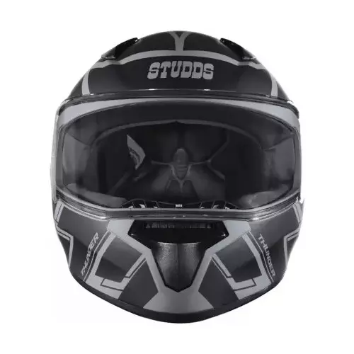 Studds N9 Grey Xtra Large (600 mm) Full Face Helmet, Thunder D3 Decor