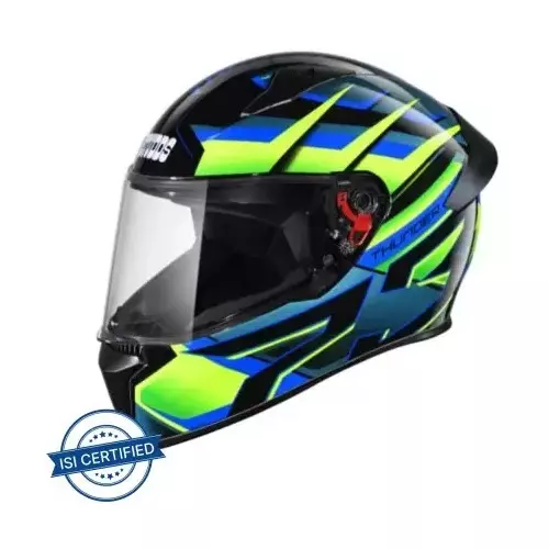 Studds N1 Black & Green Xtra Large (600 mm) Full Face Helmet, Thunder D6 Decor