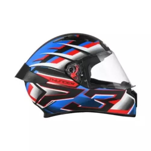 Studds N1 Matt Black & White Xtra Large (600 mm) Full Face Helmet, Thunder D6 Decor