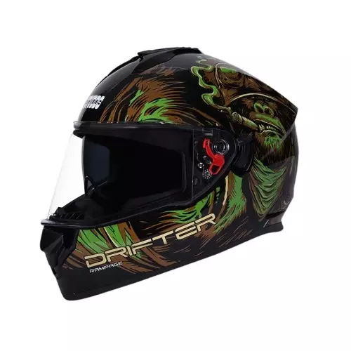 Buy Studds DRIFTER D3 DECOR BLACK & GREEN L (58 cm) Full Face Helmet