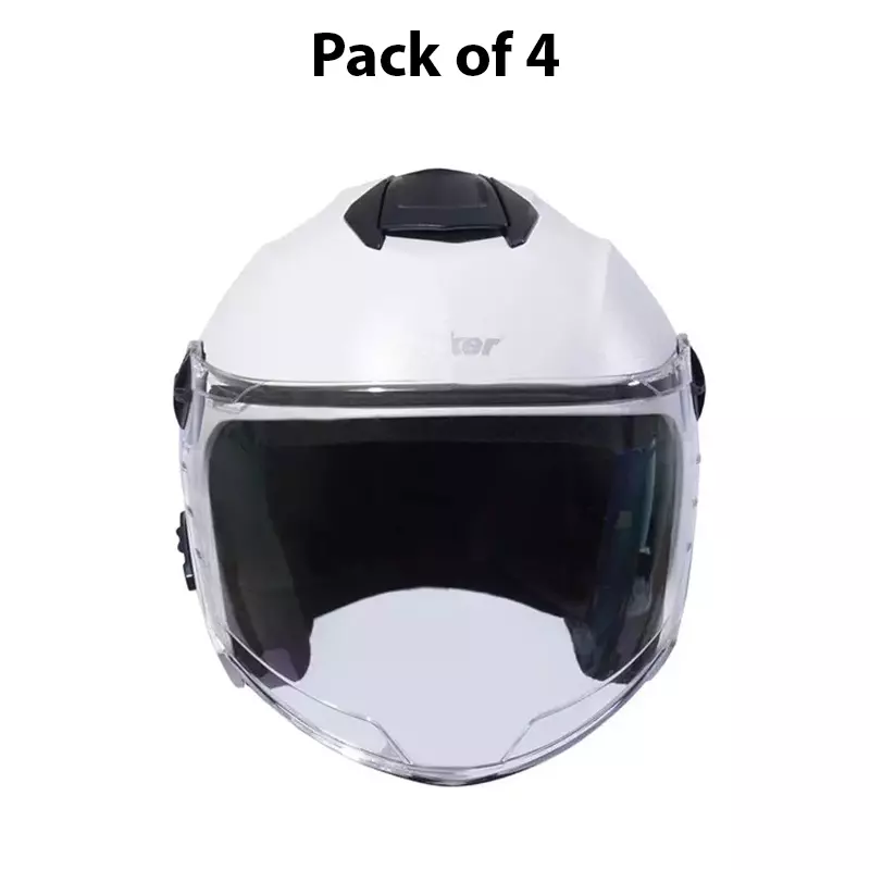 HIKER by VARROC Flash Natural Half Face Helmet for Men & Women 580 mm S Size White ISI Certified, Lightweight, Polycarbonate Glass for Clear Visibility (Pack of 4)