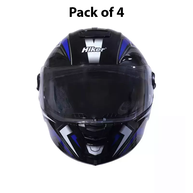 HIKER by VARROC Flash Pro Max HD3 Half Face Helmet for Men & Women 580 mm S Size Matt Black and Green ISI Certified, Lightweight, Polycarbonate Visor for Clear Visibility (Pack of 4)
