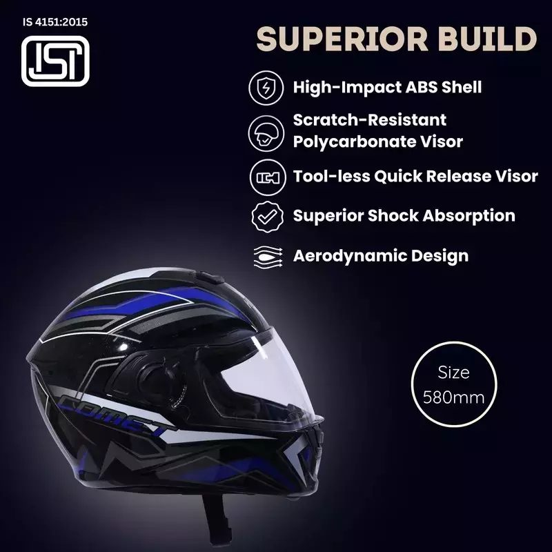 HIKER by VARROC Flash Pro Max HD3 Half Face Helmet for Men & Women 580 mm S Size Matt Black and Green ISI Certified, Lightweight, Polycarbonate Visor for Clear Visibility (Pack of 4)