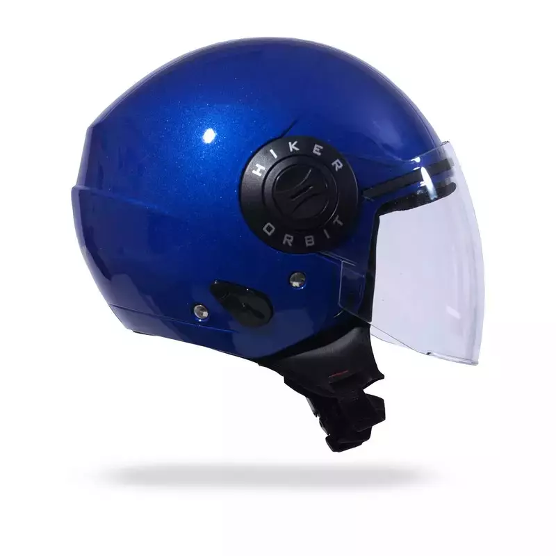 HIKER by VARROC Orbit Pro Half Face Helmet for Men & Women 580 mm S Size Gloss Blue ISI Certified, Lightweight, Polycarbonate Visor for Clear Visibility (Pack of 4)