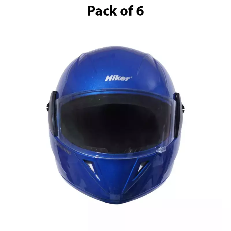 HIKER by VARROC Wave Pro Full Face Helmet for Men & Women 580 mm S Size Gloss Blue ISI Certified Flip-Up, Lightweight, Polycarbonate Visor for Clear Visibility (Pack of 10)
