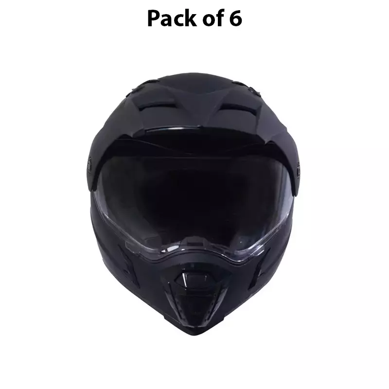 HIKER by VARROC Meteor Full Face Helmet for Men & Women 600 mm L Size Matt Black ISI Certified Flip-Up, Lightweight, Polycarbonate Visor for Clear Visibility (Pack of 10)