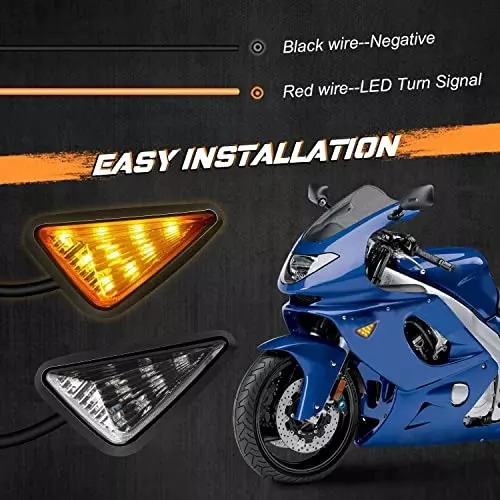 Auto Pearl Smoke Triangle LED Motorcycle Turn Signal Indicator Light Amber Compatible For Kawasaki Ninja_H2_Sxbs6 (Pack of 2)