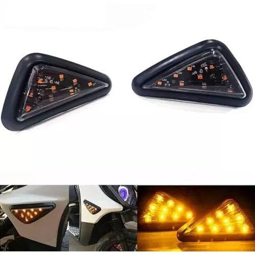 Auto Pearl Smoke Triangle LED Motorcycle Turn Signal Indicator Light Amber Compatible For Kawasaki Ninja_1000 (Pack of 2)