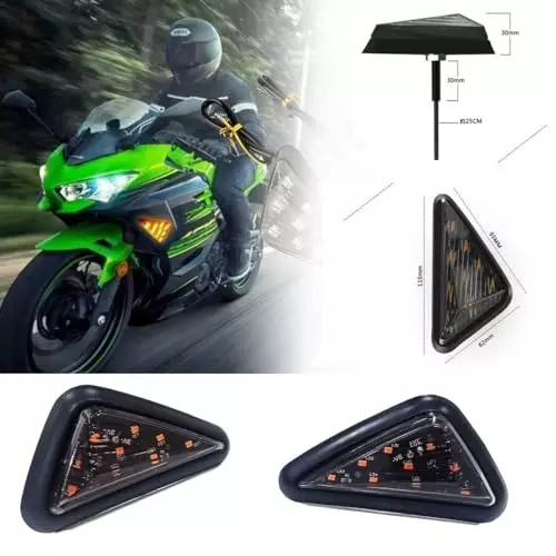 Auto Pearl Smoke Triangle LED Motorcycle Turn Signal Indicator Light Amber Compatible For Kawasaki Ninja_Zx_14Rbs6 (Pack of 2)