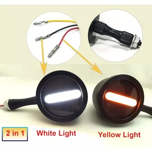 Auto Pearl Motorcycle Indicator Lamp Minus Sign (-) Type Yellow & White Compatible For Royal Enfield Hunter 350
