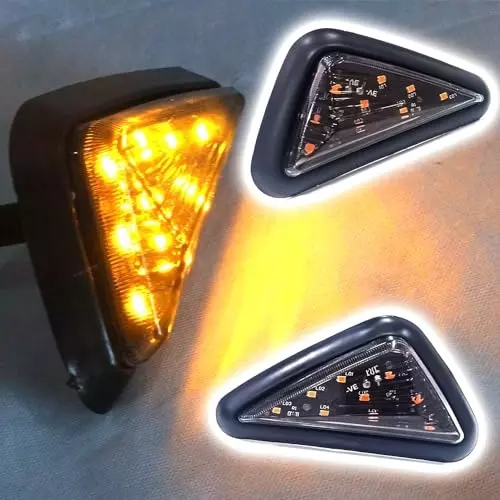 Auto Pearl Smoke Triangle LED Motorcycle Turn Signal Indicator Light Amber Compatible For Kawasaki Ninja_Zx_10R_Se (Pack of 2)