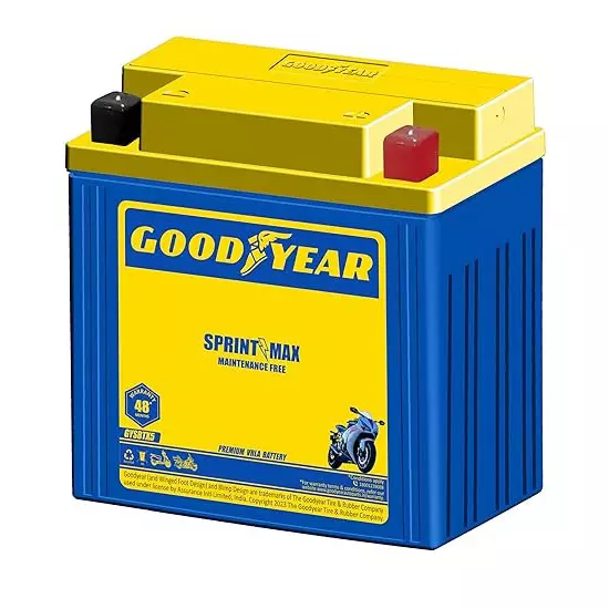 Goodyear 12 V 5 Ah Sprintmax Maintenance Free Battery for Motorcycles, GYSBTX5