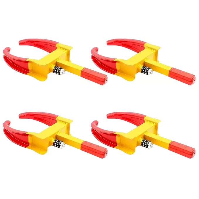 GENERIC Numeric Wheel Lock Steel Red and Yellow 7 - 11 inch (177 - 280 mm) Clamping Range (Pack of 4)