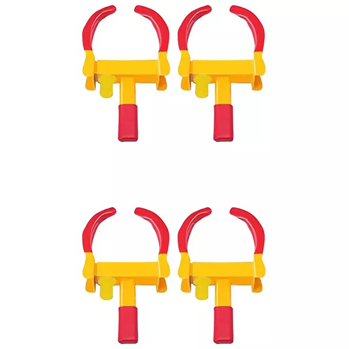 GENERIC Adjustable Heavy Duty Wheel Lock Clamp MS Steel Red and Yellow 7 - 11 inch (177 - 280 mm) Clamping Range (Pack of 4)