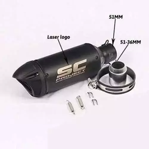 RA Accessories Black SC Project Mini2 Silencer Exhaust for Bajaj Pulsar RS 200