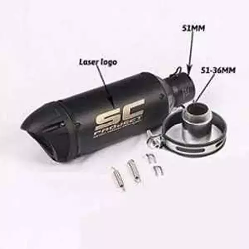 RA Accessories Black SC Project Mini2 Silencer Exhaust for Bajaj Pulsar RS 200