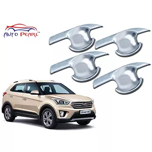 Auto Pearl Handle Bowl Insert Trim Cover Compatible For Hyundai Creta (Set of 4)