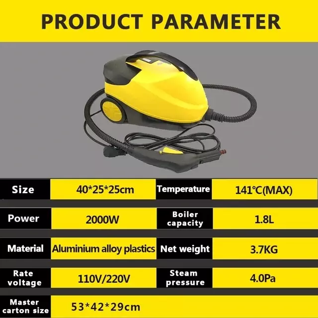 Autozcrave Handheld Steam Cleaner Steamer 1500 W Up to 4 Bar Yellow & Black, ASC01