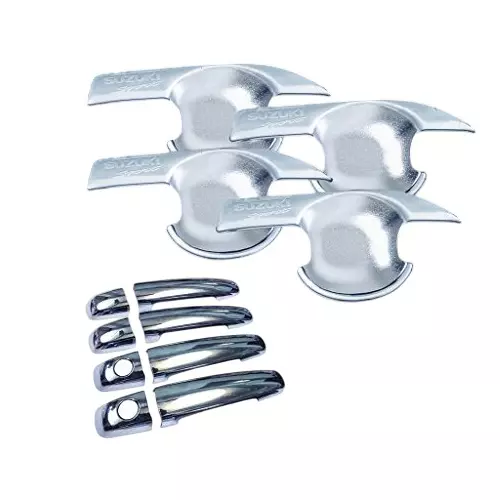 Auto Pearl Chrome Handle Bowl Insert Trim Cover Compatible For Maruti Suzuki Swift Dzire (Set of 4)