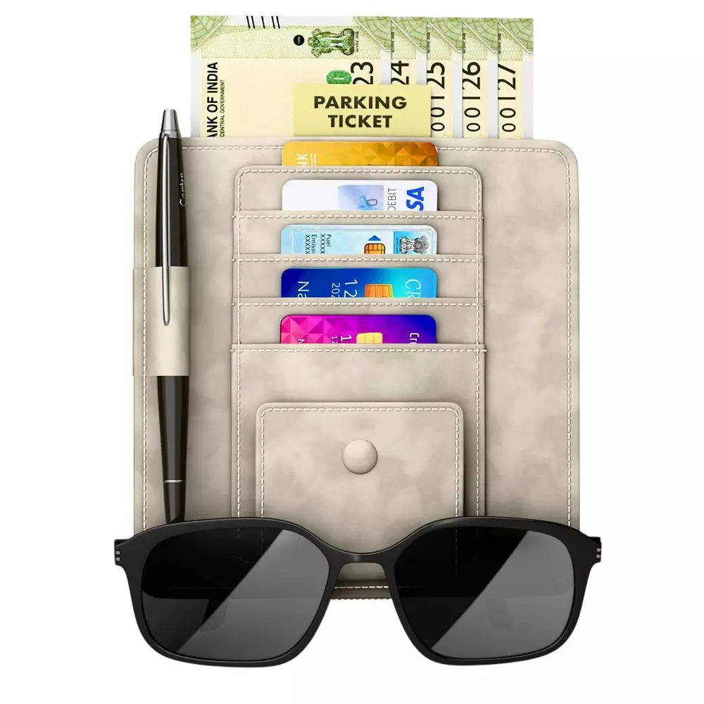 FEDUS Premium Car Sun Visor/Organiser and Document Holder Lite-Beach