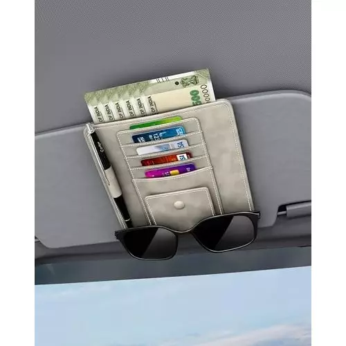 FEDUS Premium Car Sun Visor/Organiser and Document Holder Lite-Beach