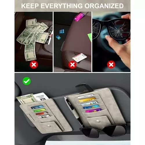 FEDUS Premium Car Sun Visor/Organiser and Document Holder Lite-Beach