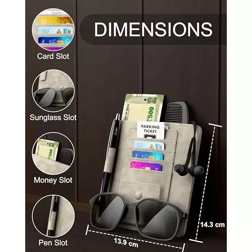 FEDUS Premium Car Sun Visor/Organiser and Document Holder Lite-Beach